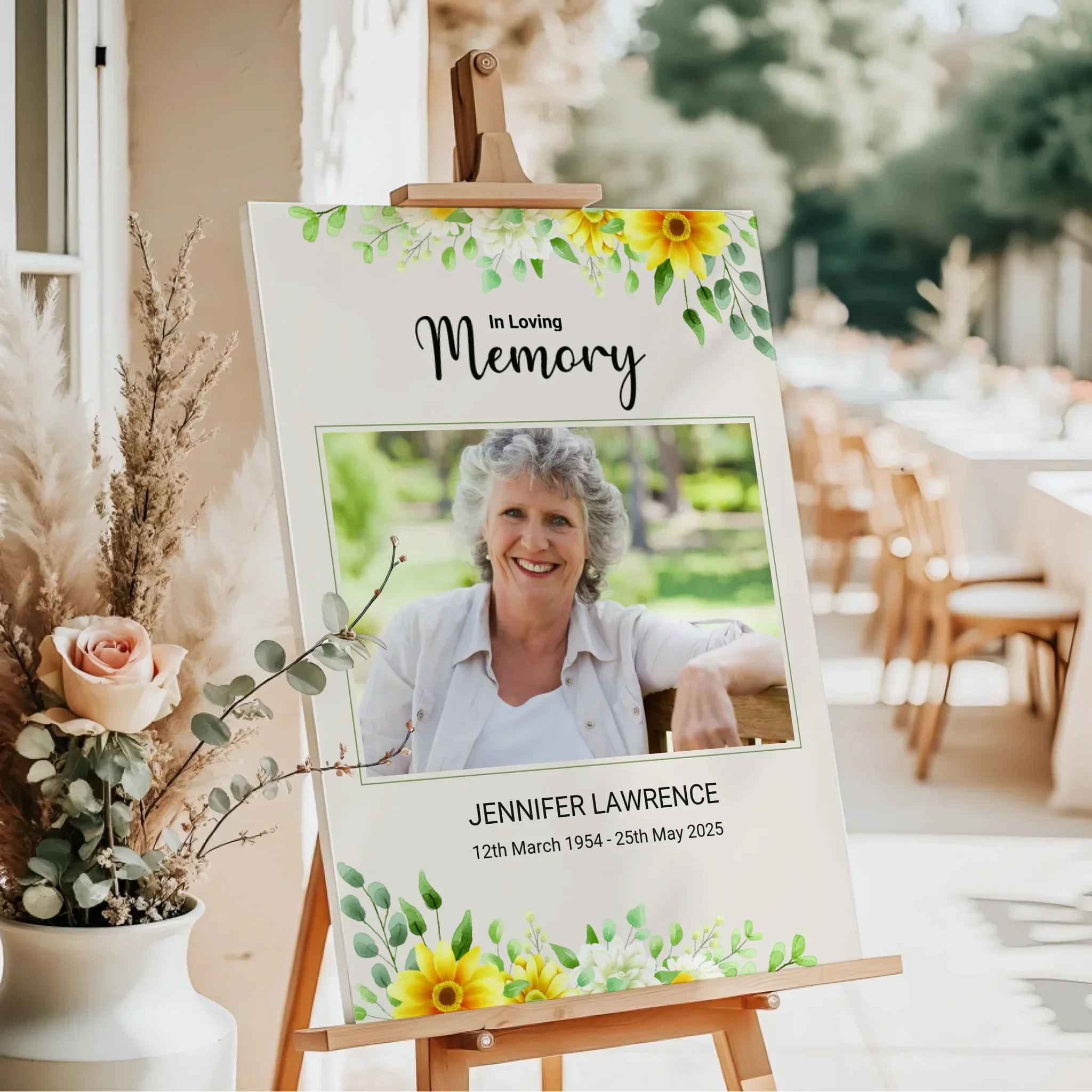 Custom Funeral Photo Print • Floral Memorial Sign • Celebration of Life • In Loving Memory Poster