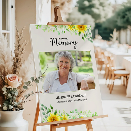Custom Funeral Photo Print • Floral Memorial Sign • Celebration of Life • In Loving Memory Poster