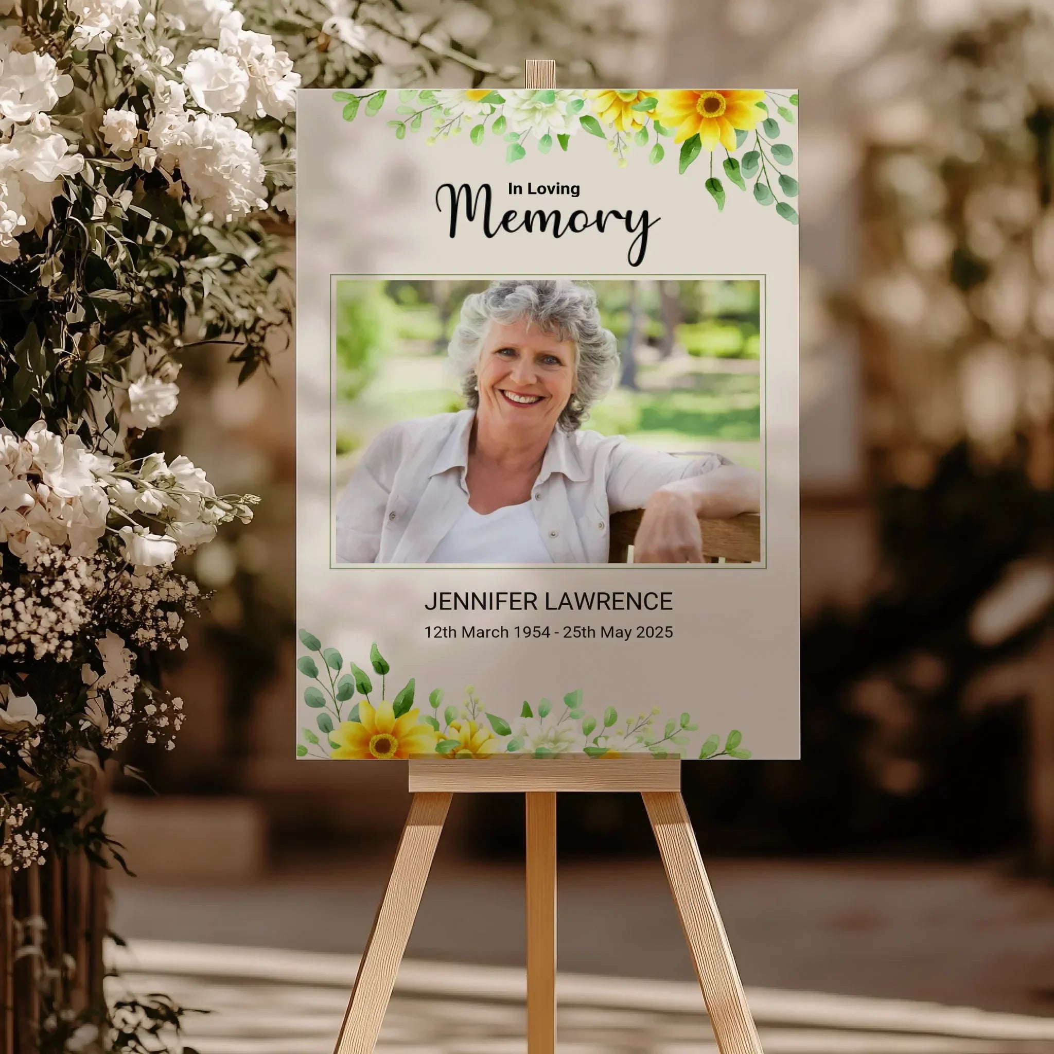 Custom Funeral Photo Print • Floral Memorial Sign • Celebration of Life • In Loving Memory Poster