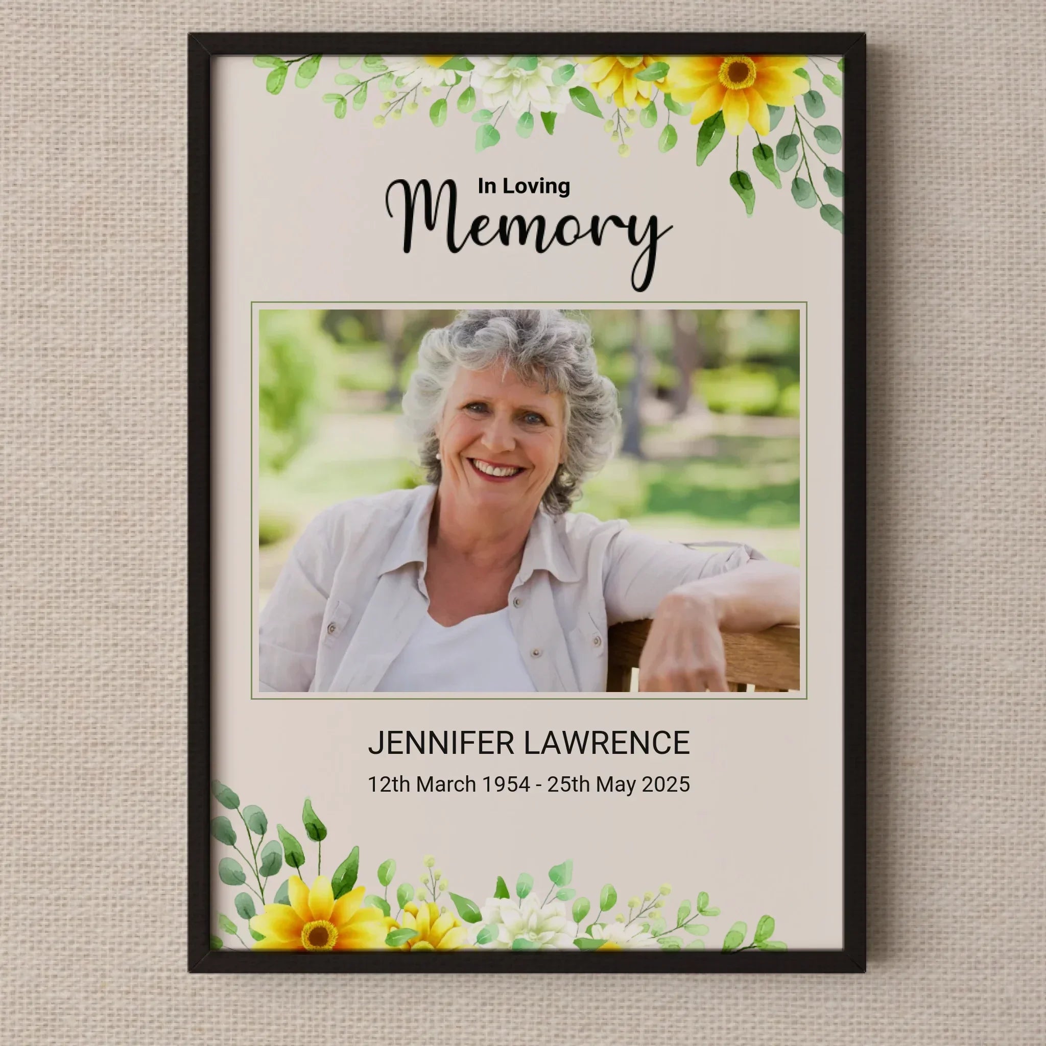 Custom Funeral Photo Print • Floral Memorial Sign • Celebration of Life • In Loving Memory Poster