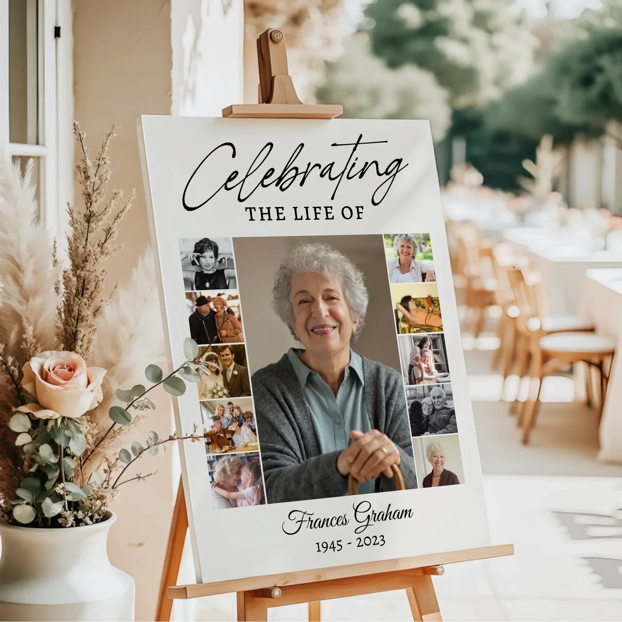 Funeral Photo Collage • Custom Memorial Sign • Celebration of Life • In Loving Memory  • 11 Photos