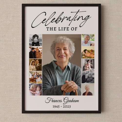 Funeral Photo Collage • Custom Memorial Sign • Celebration of Life • In Loving Memory  • 11 Photos